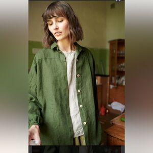 Linenfox Lyn shirt in Forest Green S-M